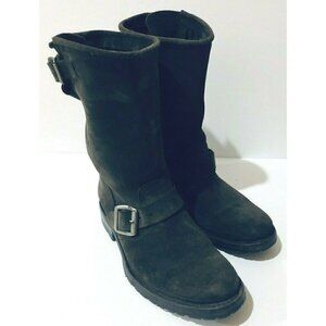 Paul Warmer By Sendra Leather Suede Boots Buckle Detail Womens Size 36